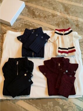 4 Veronica Beard Sweater Dickeys in Navy, Black, Burgundy, Cream with Stripes